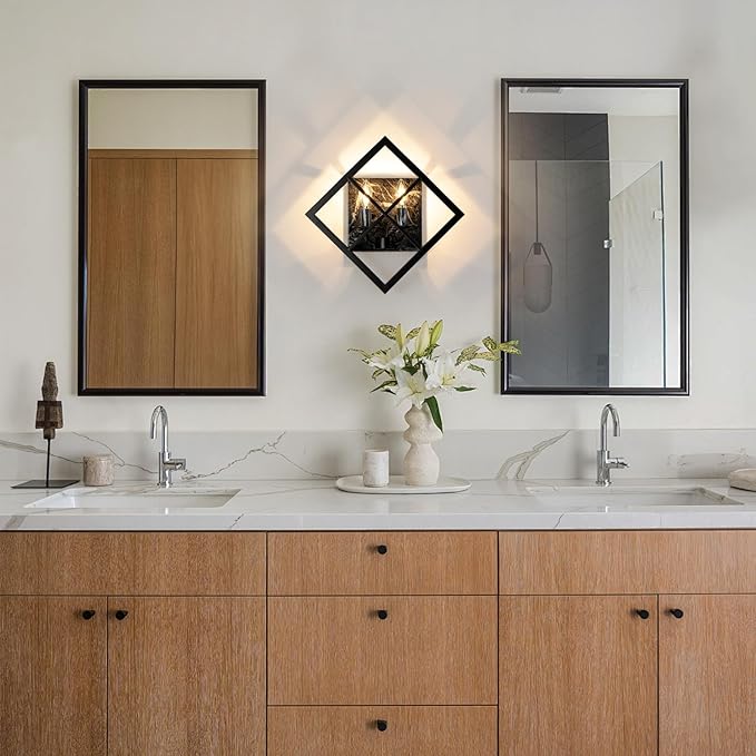 Black Wall Sconces,17.8in Rustic Wall Sconces Mount Lamp Indoor for Living Room Bedroom Bathroom Stairway(E12 Base, Bulbs Not Include 1Pack) Gray Marble Texture