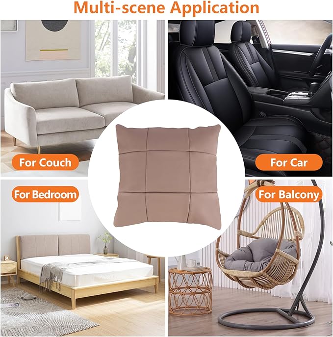 Kidol & Shellder Genuine Leather Throw Pillow Cover 18x18 Modern Solid Lumbar Pillow Covers-Luxury Pillowcases for Couch Sofa Bed-Soft Durable Decorative Cushion Case with Hidden Zipper(Africano)