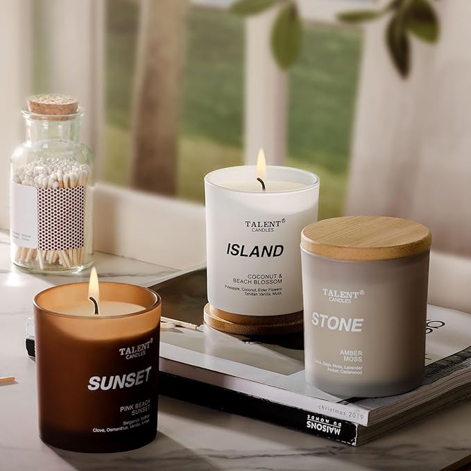 Candles for Home Scented, Natural Soy Wax, Scented Candle Stress Relief and Relaxation, Coconut & Beach Blossom, Medium Jar, Ideal for Home and Bedroom Decor