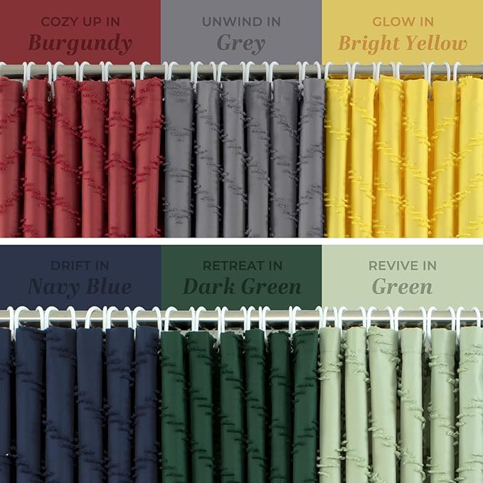 84inches Extra Long Burgundy Shower Curtain Boho Farmhouse Shower Curtain 72 x 84 Tufted Chevron Textured Minimalist Shower Curtains for Bathroom