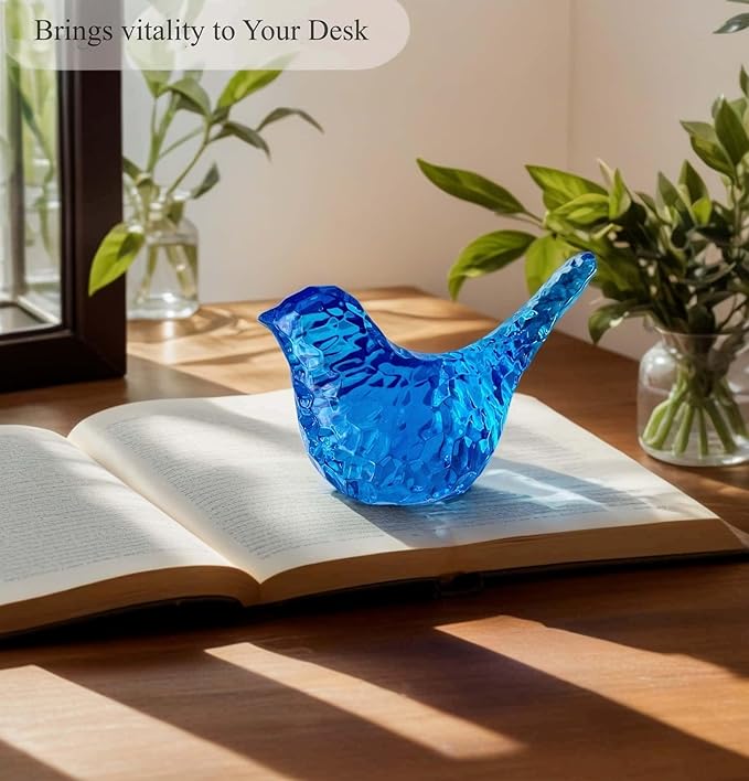 Blue Bird Figurines Living Room Office Shelf Home Decor Accents,Bird Gifts for Bird Lovers Women,Knick Knacks for Shelves Bookshelf