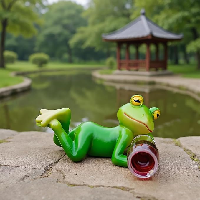 Frog Figurine Garden Decor for Outside, Plant Decorations for Pots, Fairy Garden Figurines for Lawn Ornaments, Yard Decorations Outdoor Statue, Frog Gifts for Women