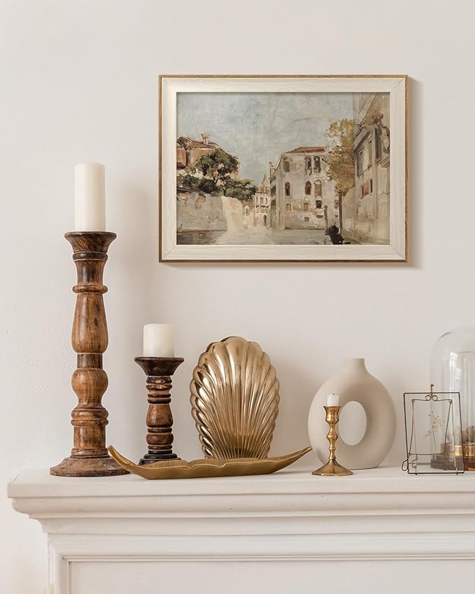 InSimSea Framed Canvas Wall Art Classical Cityscape Artwork Wall Decorations View of Venice Canvas Prints Bathroom Pictures Farmhouse Office Home Wall Decor 12x16In