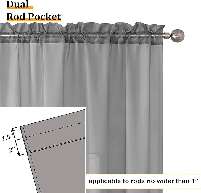 Aiyufeng Grey Sheer Curtains for Bedroom, Semi Sheer Privacy Curtains & Drapes Sunlight Filter for Hallway Window Guest Room Country House, 40 x 63 inches Long, 2 Panels