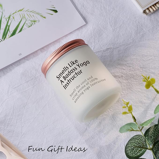 Funny Yoga Instructor Gift Badass Yoga Teacher Lover Gifts for Women Candle Unique for Wellness Coach Lavender Scented