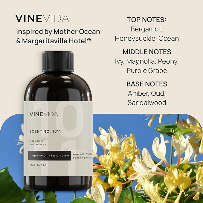 VINEVIDA (4oz) Hotel Fragrance Diffuser Oil - Hotel Scents Diffusers for Home - Cold Air Diffuser Oil - Hotel Scent Essential Oil - Scent No.1011 Inspired by Mother Ocean