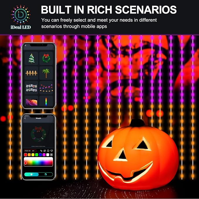 HXWEIYE 300LED Fairy Curtain Lights, 9.8x9.8Ft Unlimited RGB Colors Changing with Remote & APP Control,Smart Hanging Fairy String Lights, Music &Voice Sync,USB Christmas led Lights for Party Bedroom