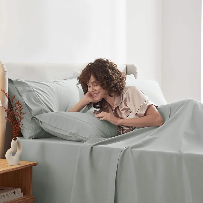 Nestl Extra Deep Twin Sheet Set - 4 Piece Breathable & Cooling Sheets - Hotel Luxury Bedding Set w/18-24 Inch Deep Pockets - Easy & Secure Fit - Super Soft, Wrinkle Free & Comfy - Sage Green