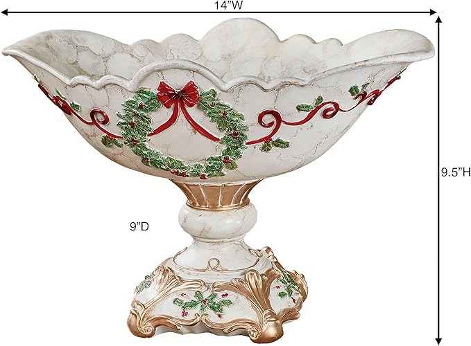 Touch of Class Holly Delight Christmas Decorative Centerpiece Bowl Red
