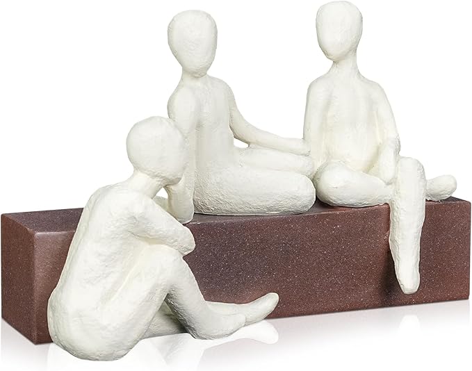 Resin Abstract Statue, Three Person Conversation Figurines, Modern Art Sculpture Home Decor for Living Room, Office Desktop, Coffee Table, Bookshelf, Gifts for Friends, Family