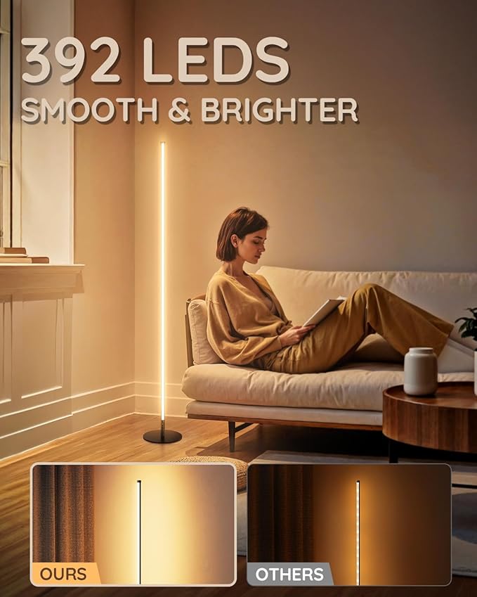 unionlux Corner Floor Lamp 2 Pack, Minimalist Dimmable LED Corner Lamp with Remote, Modern Floor Lamp for Living Room Bed Room, Stepless Adjustable Color Temperature