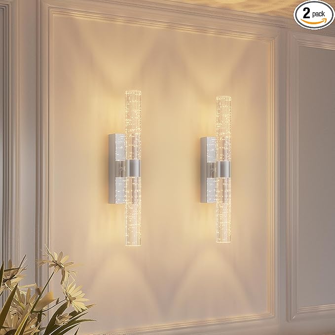 camuucci Battery Operated Sliver Wall Sconces Set of 2 Rechargeable Battery Powered Wall Light with 12000mAh Not Hardwired Dimmable Wall Lamp Fixtures for Bedroom Living Room 20.9 Inches