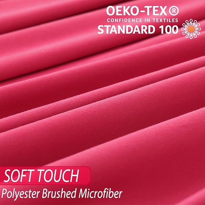 Whitney Home Textile King Size Sheets Set, Soft Microfiber Hotel Bed Sheets King Size, Extra Deep Pocket, Luxury Breathable Bedding Sheet & Pillowcase Sets, 4 Piece Wrinkle Free Oeko-Tex, Magenta