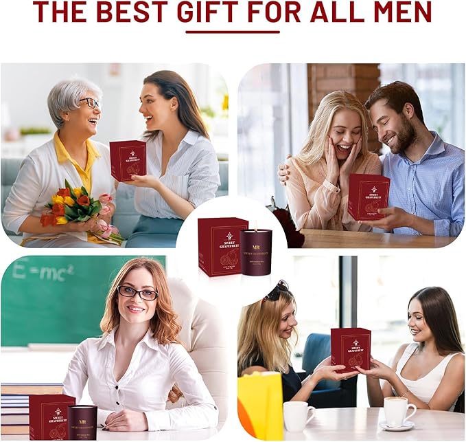 Scented Candles Gifts for Women - Sweet Grapefruit Aromatherapy Candle, Soy Candles for Home Scented, Birthday Valentines Day Mother's Day Gifts Candle for Mom, Wife, Sister, Friends