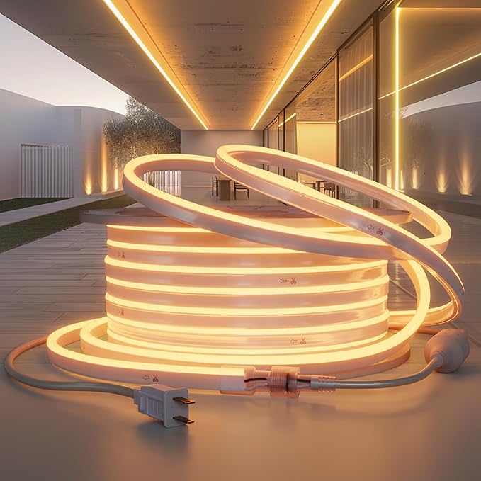 LED Neon Rope Light, 98ft LED Neon with Dimmable,LED Strip Light Outdoor Waterproof,ETL Listed 2500K Warm White LED Rope Lights for Supermarket,High Building, Party,110v(dimmer not Included