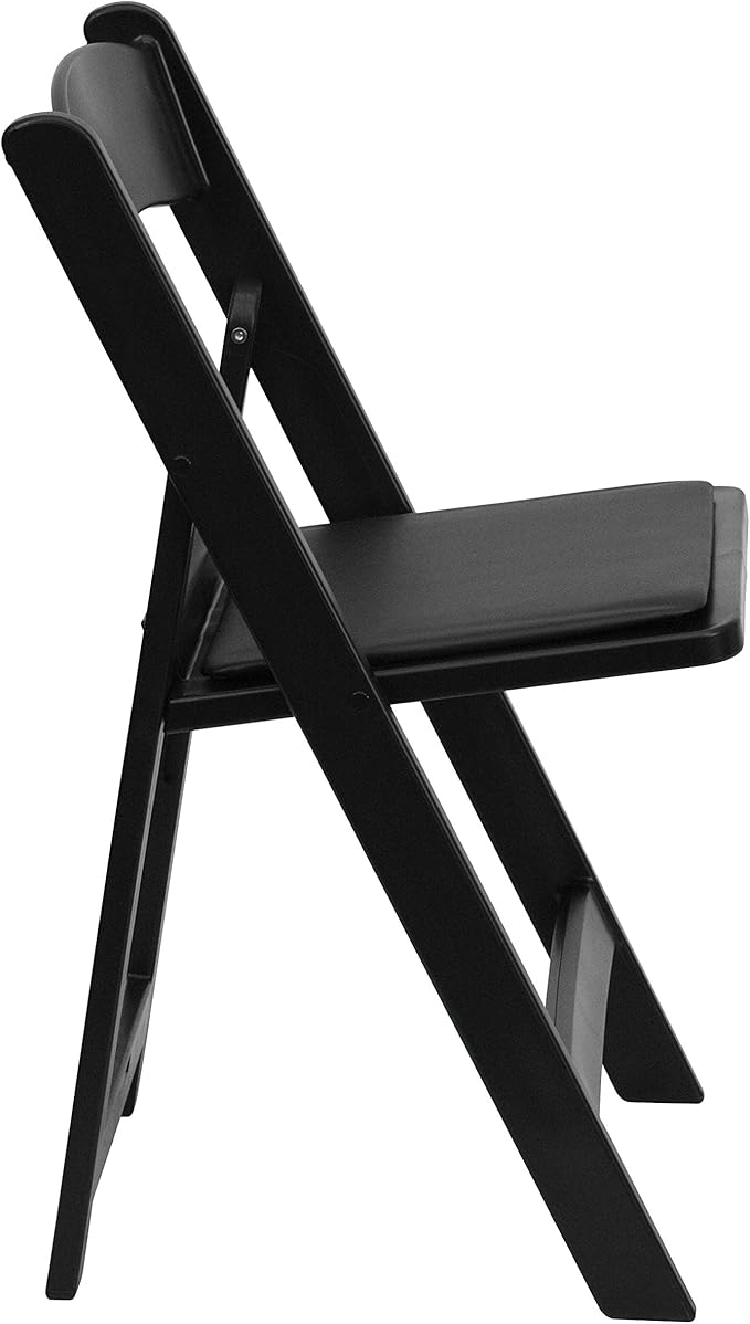 EMMA + OLIVER Folding Chair - Black Resin – 2 Pack 800LB Weight Capacity Comfortable Event Chair - Light Weight Folding Chair