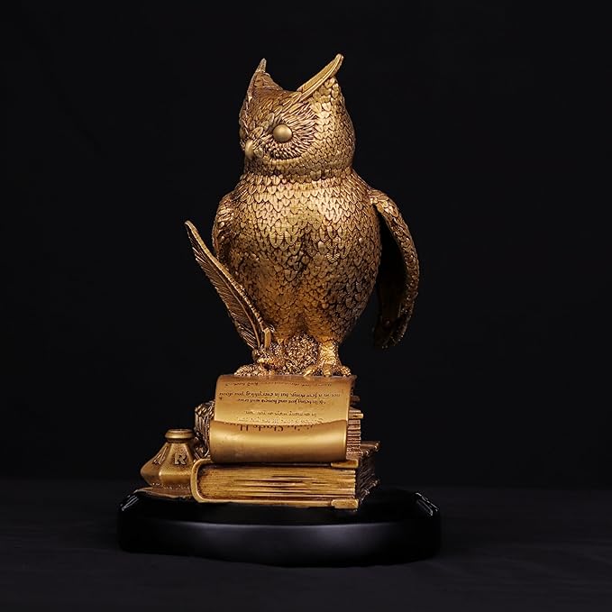 Owl Statue for Home Decor Indoor Idol for Desk Tabletop Collectible Figurines Horned Owl of Wisdom Decorative Statue for Money Wisdom, Handmade Sculpture