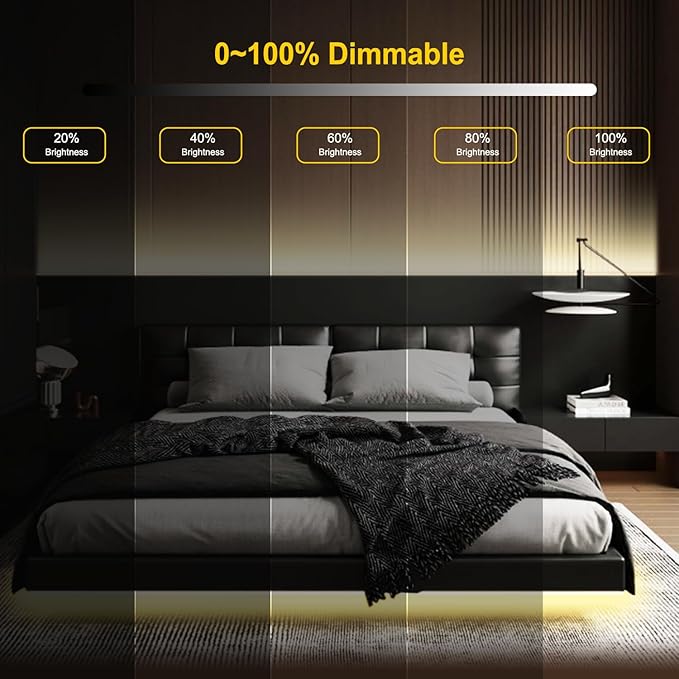 COB LED Strip Light,CCT Dimmable Strips Light,2700K-6500K,16.4ft/5m,8mm Wide,CRI90+ 24V LED Strips Kit with Bluetooth APP Control/Music Mode,for Bedroom,Kitchen,DIY Lighting
