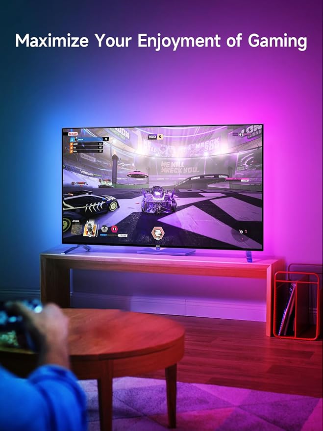 TV LED Lights, 13.1ft LED Lights for 43-65in TVs, RGB TV Backlight Behind with Music Sync Bluetooth APP and Remote Control Strip Light USB Powered for Bedroom Gaming Room Decor