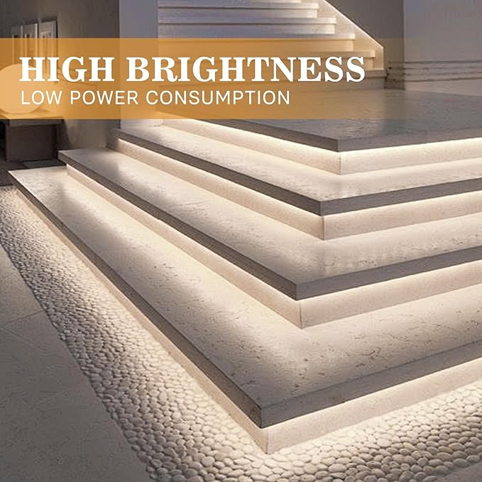 COB LED Strip, 16.4ft White LED Strip Light, Dimmable LED Light Strip 4000K Bright Neutral White, CRI92+, 8mm Width, 24V Flexible LED Tape Light for TV, Bedroom, Kitchen Cabinet, Closet, Home.
