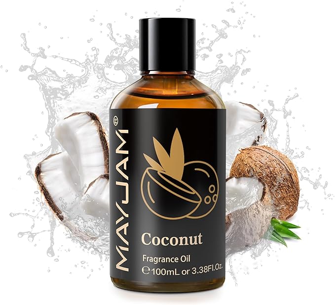 MAYJAM 100ML/3.38FL.OZ Coconut Fragrance Oils with Glass Dropper, Essential Oils for Diffusers for Home, Long Lasting Scented Oils for Diffusers Soap Candle Making