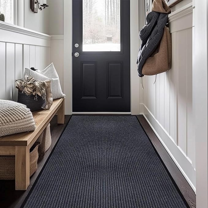 CHICHIC 3'x6' Indoor Outdoor Heavy Duty Door mat, Welcome Front Door Mat for Home Entrance, Super Water Absorbent Large Commercial Floor Mats, Non Slip Rubber Back Entryway Rugs for Garage (Grey)