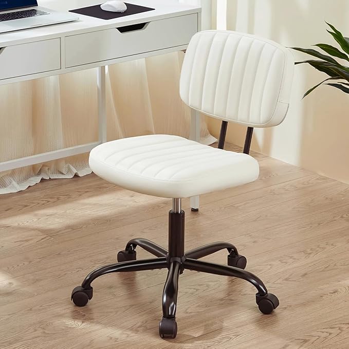 Simple & Modern Ergonomic Office Chair, Adjustable Leather Desk Chair, Lumbar Support with 360° Swivel Wheels