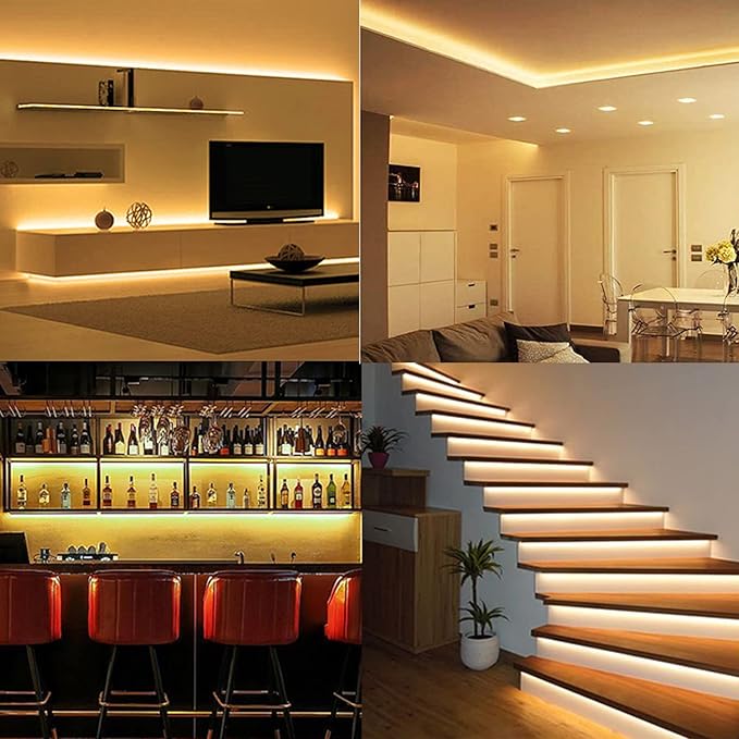 VST LED Strip Lights Warm White 120LEDs/m 1000Lm/M 9.6W/M CRI 90+ LED Tape Light 12V 2835 Cuttable Connectable Dimmable LED Strips for Indoor Under Cabinet, No Driver (2700k-16.4ft, White)