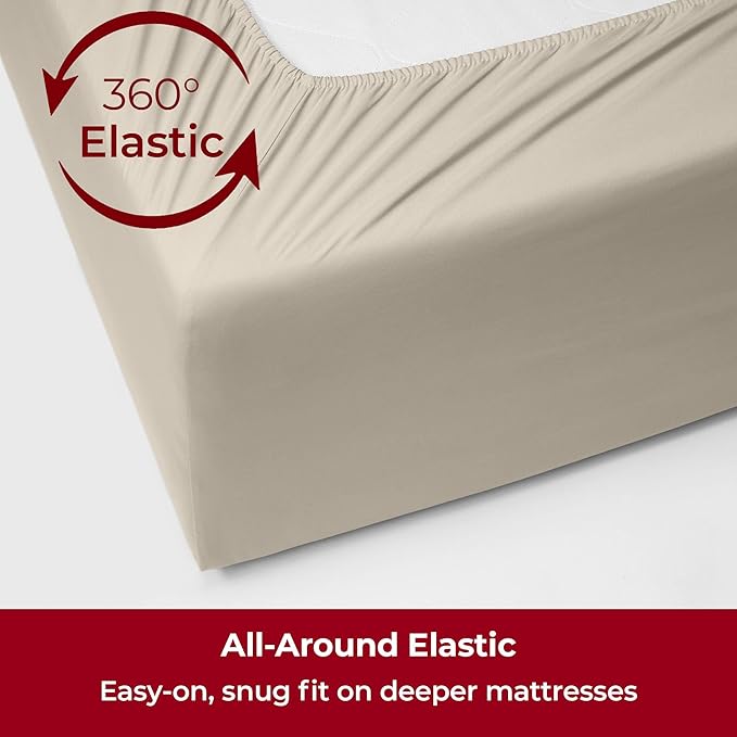 Mellanni Extra Deep Full Sheets - 4 PC Iconic Collection Bedding - Hotel Luxury, Ultra Soft, Cooling Bed Sheets - Wrinkle, Fade, Stain Resistant (Full, Golden Ivory)