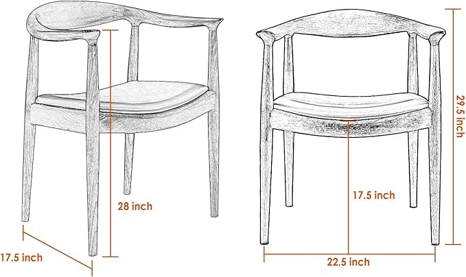 Kennedy Armchair Upholstered Dining Chair, Presidential Mid-Century Modern Accent Chair in Walnut