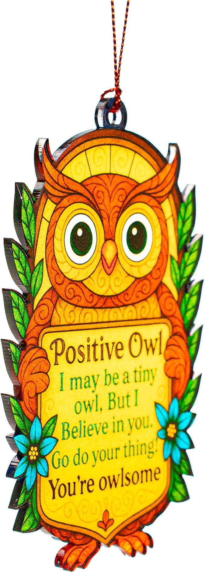 Owl Gifts for Women, owl Christmas Ornaments, Inspirational Suncatcher with Positive Message, Christmas Ornament 2025, Suncatcher Effect Stained Glass Window Hanging, car Hanging Accessories