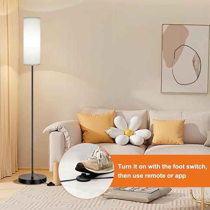 FRIDEKO HOME 2 Pack Floor Lamps for Living Room, Dimmable Colors Temperature & Brightness, Modern Floor Lamp with Remote, Tall Standing Lamps for Living Room Bedroom Office, White Shade 9W RGB Bulb