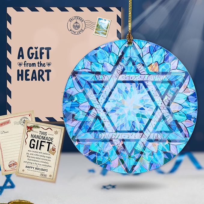 Star of David Ornament with Hologram Effect β Hanukkah Gift, Christmas Stars Decor, Jewish Tree Decoration, Christmas Hanukkah Acrylic Ornament, Judaica Spiritual Gifts