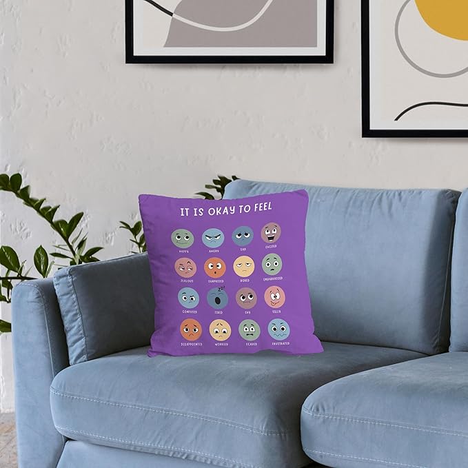 Nogrit Counseling Office Must Haves Pillow Cover, Calming Corner, Mental Health Pillowcase Decor for Home Kids,Mental Health Counselor Gifts, Calming Corner Pillow Covers 18x18 Blue-Violet