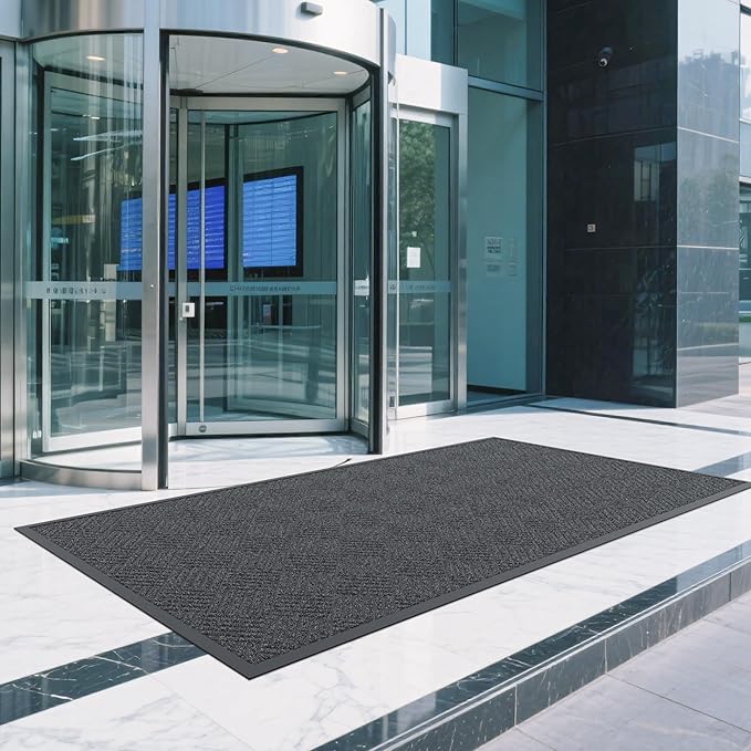 Front Door Mat, 4' x 3' Heavy Duty Indoor Outdoor Doormat, Non-Slip Backing Welcome Mats for Entryway, Low Profile, Commercial Door Mats
