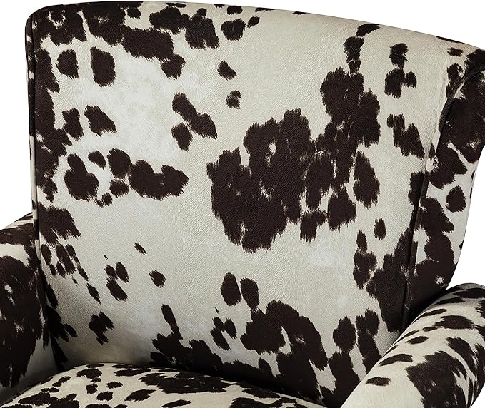HULALA HOME Modern Wingback Accent Chair with Removable Cushion & Wood Legs, Comfy Upholstered Armchair with Nailhead Trim, Floral Pattern Single Sofa Chair for Bedroom Living Room, Cowhide