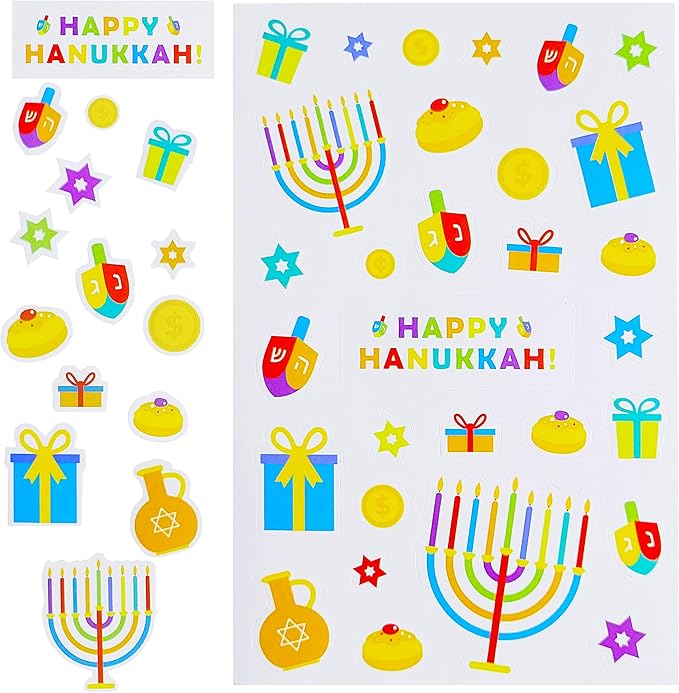 The Dreidel Company Hanukkah Stickers Sticker Pieces, Great for Arts and Crafts, Hanukkah Decoration, Party Favors, 360 Stickers (Style 4)