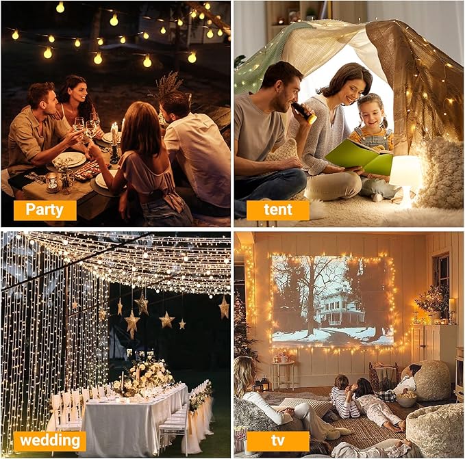 100 LED Connectable Globe String Lights Indoor Bedroom, 33ft Warm White String Lights with Remote Plug in, 8Mode Christmas Lights Outdoor Waterproof for Classroom Patio Party Dorm Decor