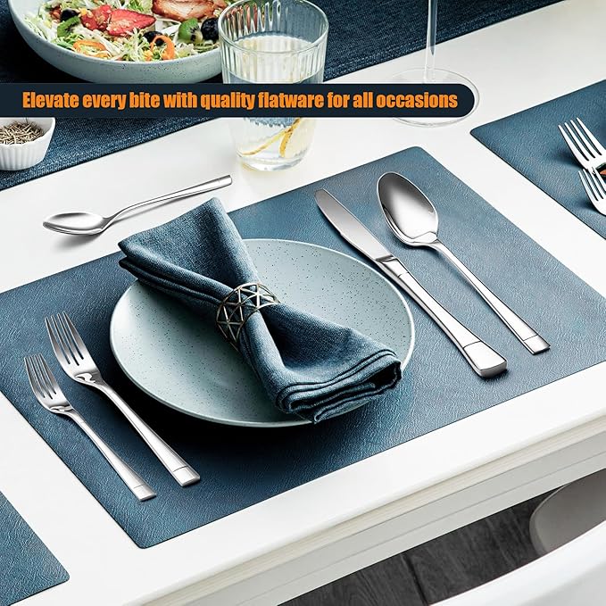 Heavy Duty Silverware Set for 4, 20-Piece 18/10 Stainless Steel Flatware Set, Mirror Polished Cutlery Modern Kitchen Eating Utensil Durable Tableware Included Knife Fork Spoon, Dishwasher Safe