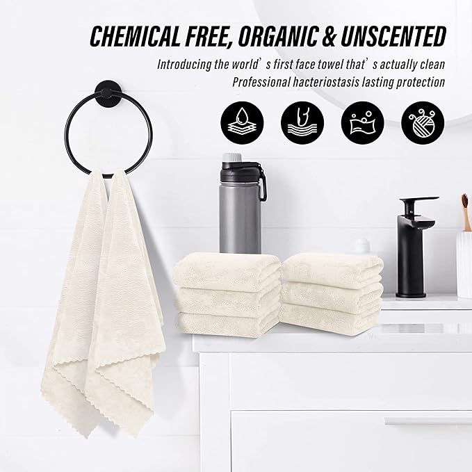 MOONQUEEN 18 Pack Premium Hand Towels - Quick Drying - Microfiber Coral Velvet Highly Absorbent Towels - Multipurpose Use as Hotel, Bathroom, Shower, Spa, Hand Towel 16 x 28 inches (Cream)