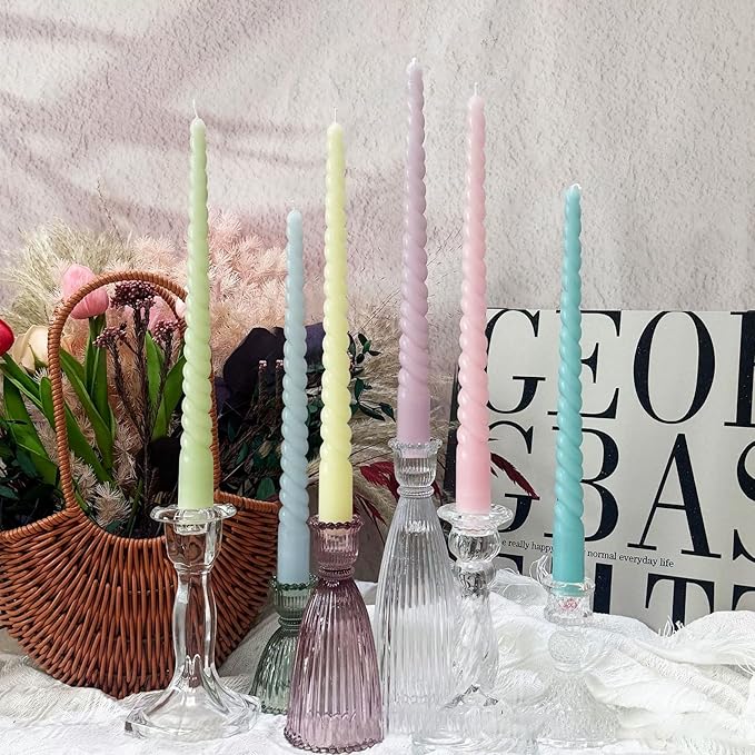 Long Taper Candles 6 Pcs Unscented Taper Candlesticks for Dinner Home Decor Kitchen Wedding Birthday Party Decorations