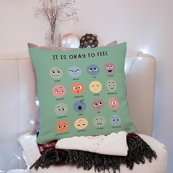 Nogrit Mental Health Pillowcase Decor for Counseling Office Must Haves Throw Pillow Cover, Calming Corner,Mental Health Counselor Gifts, Calming Corner Pillow Covers 18x18 Green