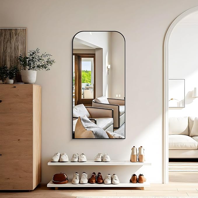 Bathroom Mirror, 24x48 inch Black Rectangle Wall Mounted Mirror with Thin Frame, Bathroom Vanity Mirrors for Over Sink, Entryway, Living Room, Bedroom