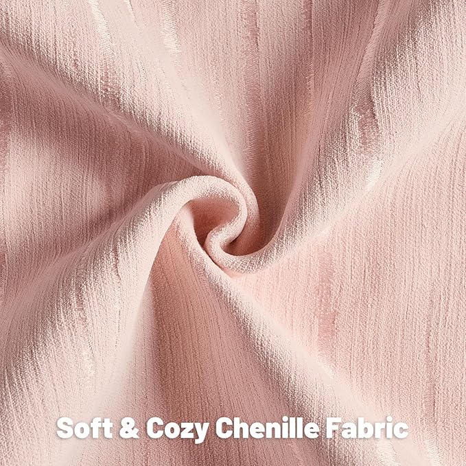 FUTEI Pink Chenille Decorative Throw Pillow Covers 12x20 Inch Set of 2,Soft Embossed Striped Textured Lumbar Pillow Cases,Modern Home Decor for Couch Bed Living Room