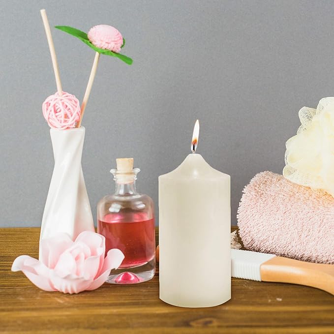 Super Z Outlet Unscented Pillar Candles for Weddings, Home Decoration, Relaxation, Spa, Smokeless Cotton Wick (1, Ivory, 3"x6")