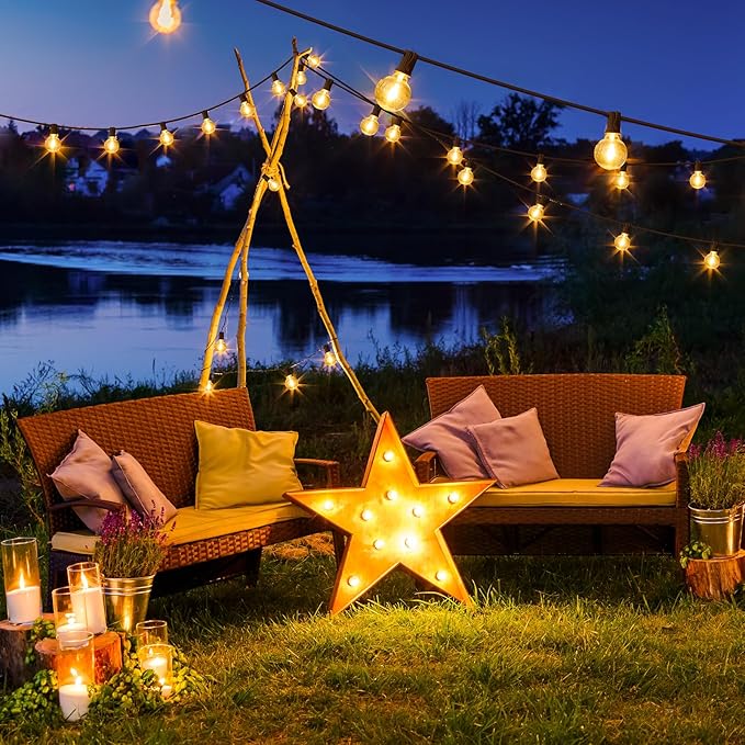 Mlambert 100Ft LED Outdoor String Lights, Dimmable G40 Globe Patio Lights with 50+3 Waterproof Shatterproof Bulbs for Backyard Porch-Brown Cord 1 Pack
