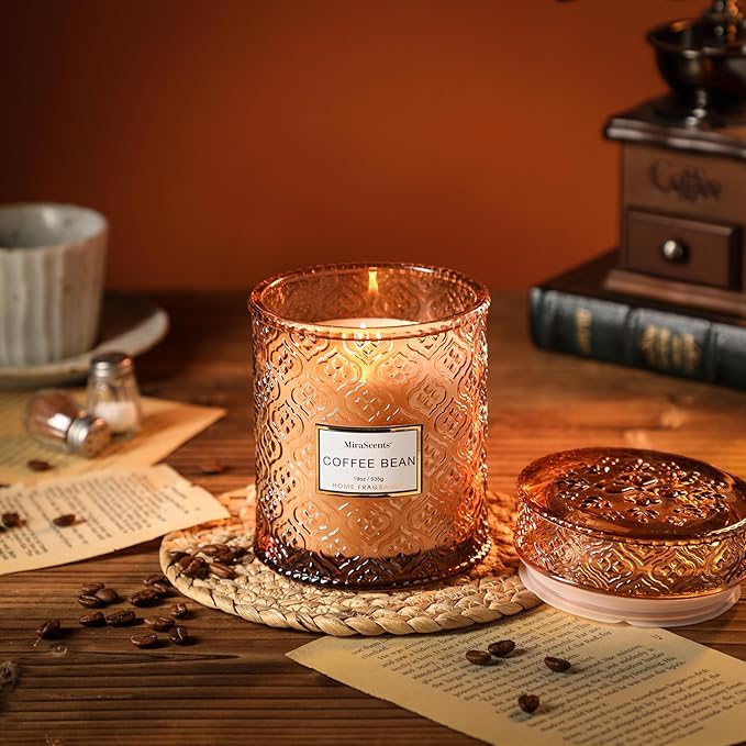 Coffee Bean Scented Candles, Large Natural Soy Candle, 88 Hours Burning Time, Decorative Candles in Glass, Mothers Day Candle Gifts for Women, 19oz