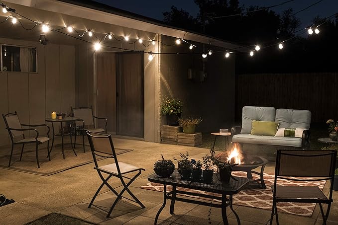 Enbrighten LED Bistro Outdoor String Lights, 12ft, 6 Shatter Resistant Lifetime Bulbs, 2200K Warm White, Weather Resistant, Indoor/Outdoor, Commercial Grade, Perfect for Backyard, Porch, Patio, 38353