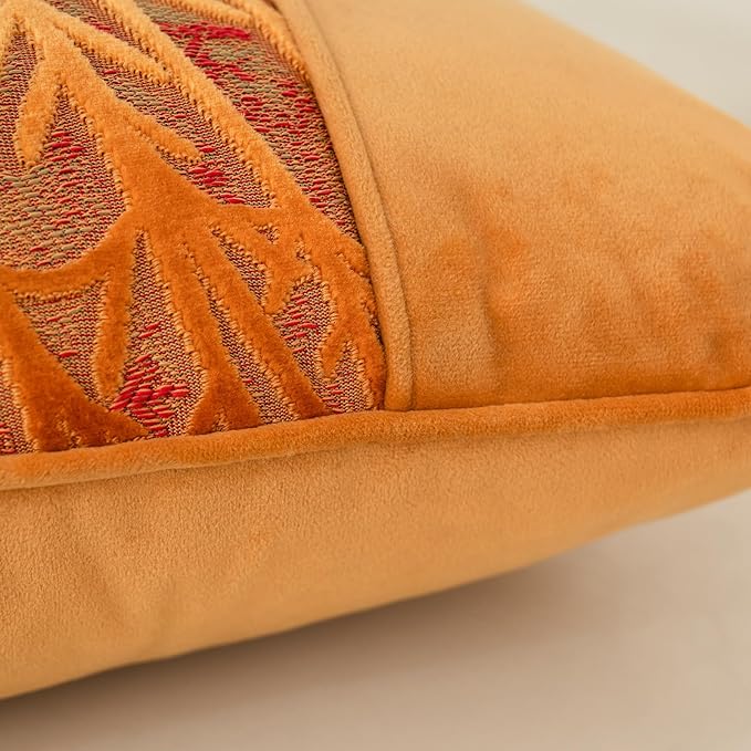 Yangest Orange Yellow Twigs Throw Pillow Cover Velvet Branches Velvet Cushion Case Neutral Pillowcase for Sofa Couch Bedroom Living Room Home Decor,20x20 Inch