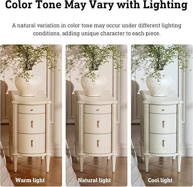 STO'SENSE Nightstand Set of 2 w/Charging Station & 3 Drawers, Pre-Assembled, Vintage Side Table w/Antique-Finished Pulls, Rustic Wood Finish, Narrow End Table w/Turned Legs for Bedroom, Antique Grey